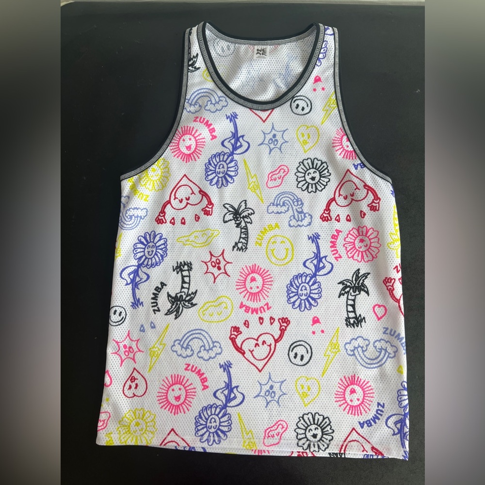 ZUMBA TANK TOP, XS, COLORFUL , USED ONCE